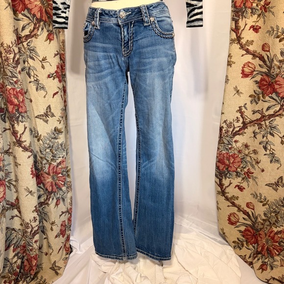 Miss Me Denim - Miss Me Blue Bootcut flare Jeans with rhinestone details on the back pockets